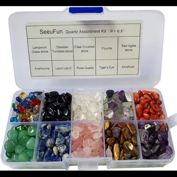 SeeuFun Undrilled Assorted Mini Crystal Stone Tumbled Chips